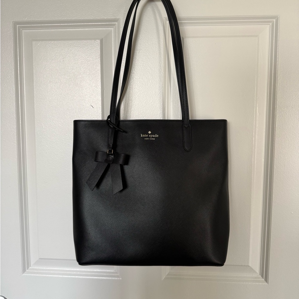 kate spade Black Leather Bow-Accent Tote